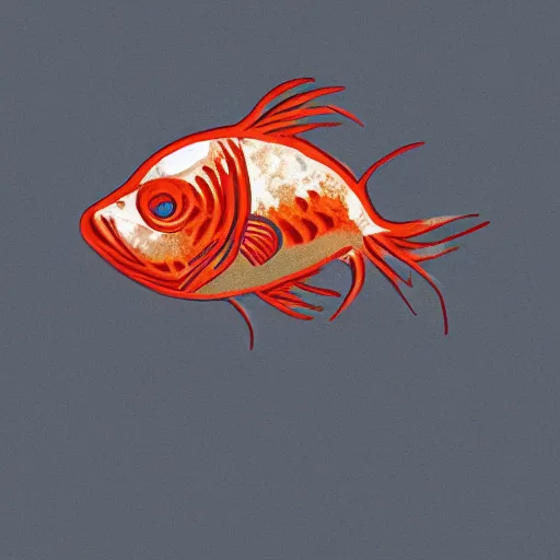 Image similar to cyborg goldfish with punk aesthetic, photography