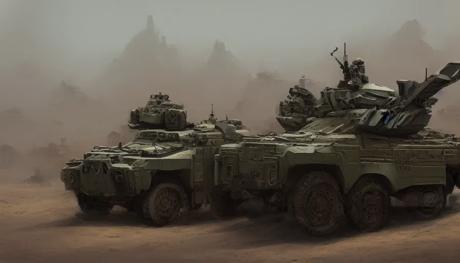 Image similar to military vehicle design, extremely detailed, jama jurabaev, greig fraser, roger deakins, shaddy safadi, feng shu, neil blevins, trending on artstation, high quality, brush stroke