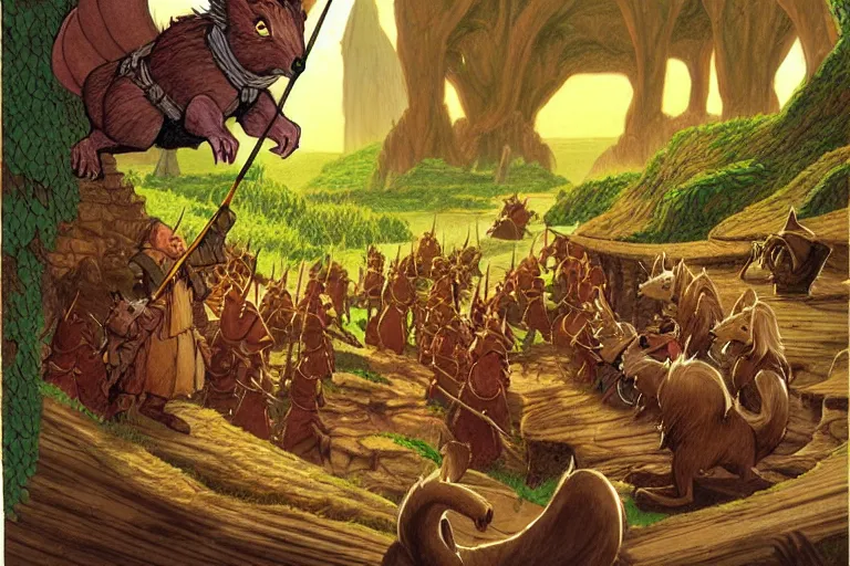 Image similar to an epic scene from redwall by brian jacques, detailed, fantasy concept art