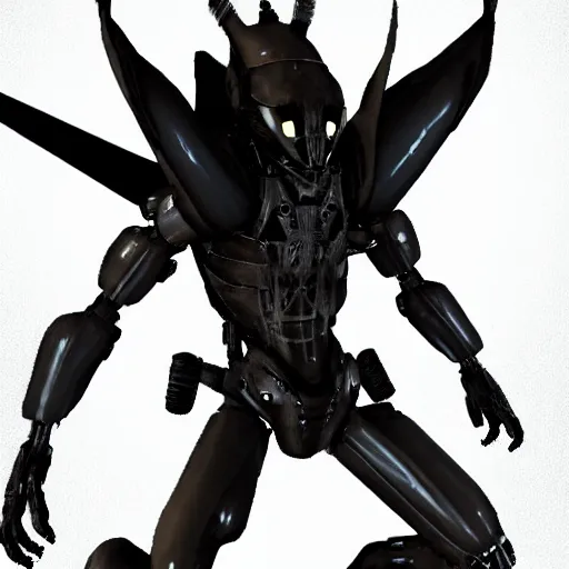 Image similar to A humanoid mosquito wolf, reminiscent of a winged medieval knight black rusty armor. Metal gear solid style.