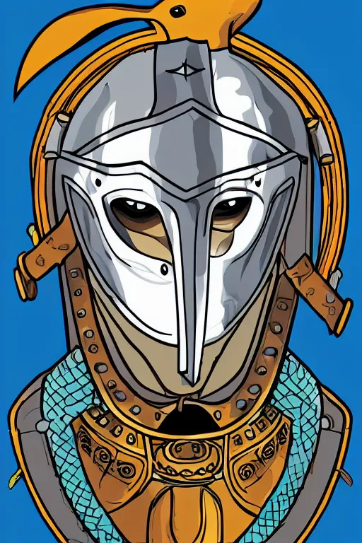 Image similar to Portrait of a dolphin in a medieval armor, knight, medieval, colorful, illustration, highly detailed, simple, smooth and clean vector curves, no jagged lines, vector art, smooth