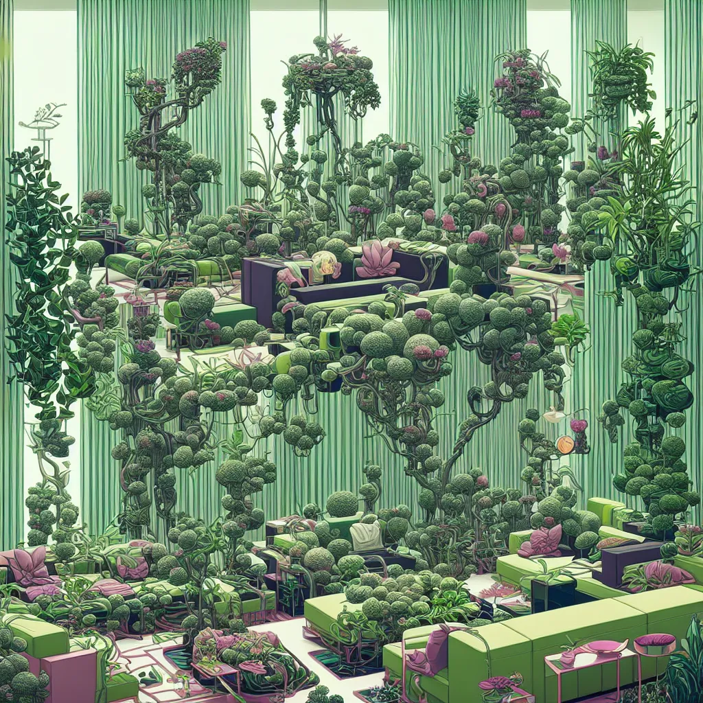 Image similar to luxury living room full of plants and trees by josan gonzalez