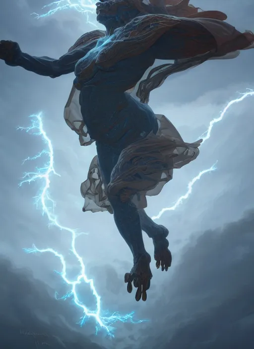 Prompt: an monstrous air elemental throwing a lightning bolt made out of clouds, intricate, brutal, highly detailed, digital painting, artstation, concept art, smooth, sharp focus, illustration, art by artgerm and greg rutkowski and alphonse mucha, 8 k