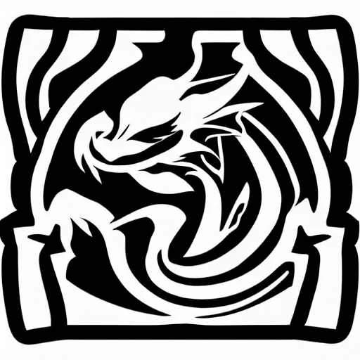 Image similar to a black logo on a white background of a very cute small dragon with well-designed head, vector graphics