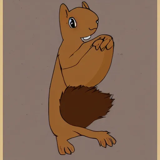 Prompt: a cartoon picture of a squirrel holding a piece of paper, a fine art painting by pamphilus, deviantart contest winner, furry art, furaffinity, flat shading, contest winner