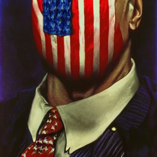 Image similar to patriotic nightmare of joe biden, perfectly clear face, by j. c. leyendecker and beksinski