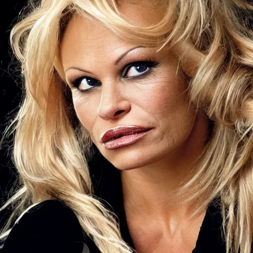 Prompt: portrait photograph of Pamela Anderson in the style of Black Arts Movement