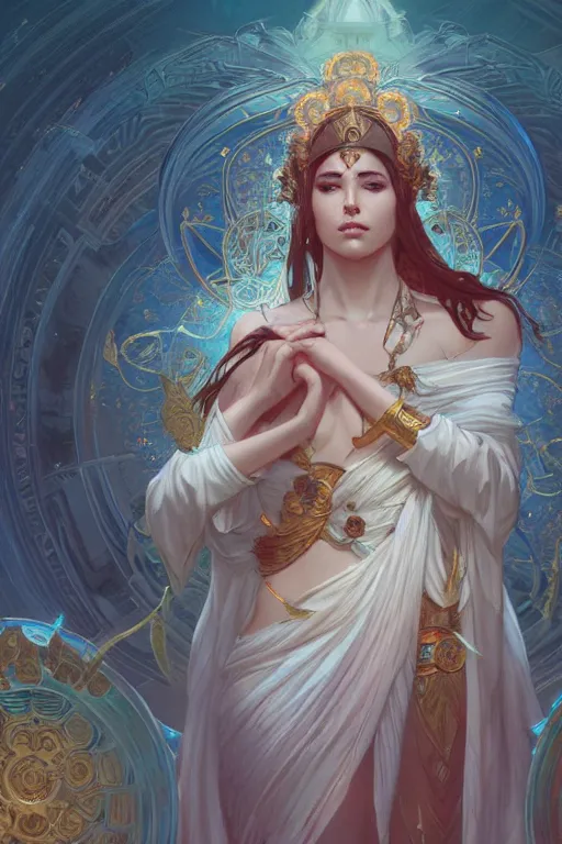 Image similar to goddess of all the goddesses from every place ever, highly detailed, digital painting, artstation, concept art, smooth, sharp focus, illustration, Unreal Engine 5, 8K, art by Ross Tran and greg rutkowski and alphonse Mucha