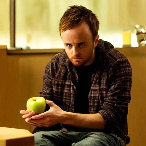 Image similar to jesse pinkman eating an apple