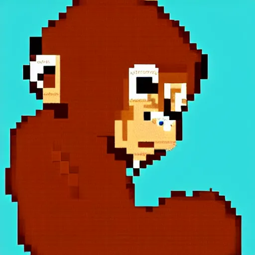 Prompt: pixel art of a baby orangutan