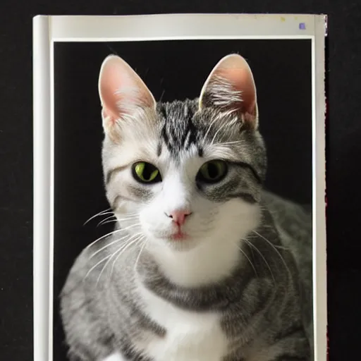 Prompt: yearbook style photo of cat