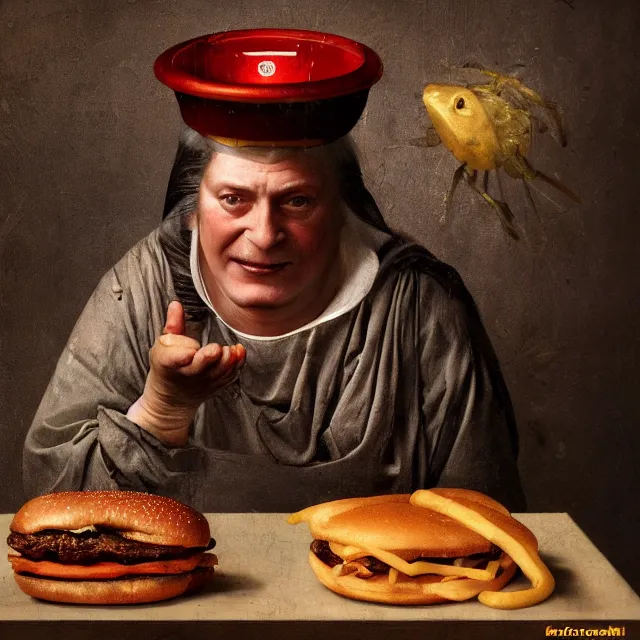 Prompt: full color hd photo of a mcdonalds employee, octane render 4 k, by hieronymus bosch, joel peter witkin, annie liebovitz. gustave dore, hr giger, epic, artstation, cgisociety, weta, disney