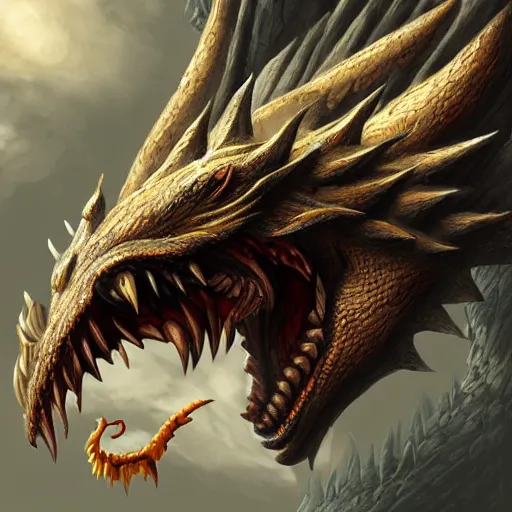 Image similar to sensual warrior into a giant dragon head with opened mouth, fantasy, highly detailed face, artwork, digital art