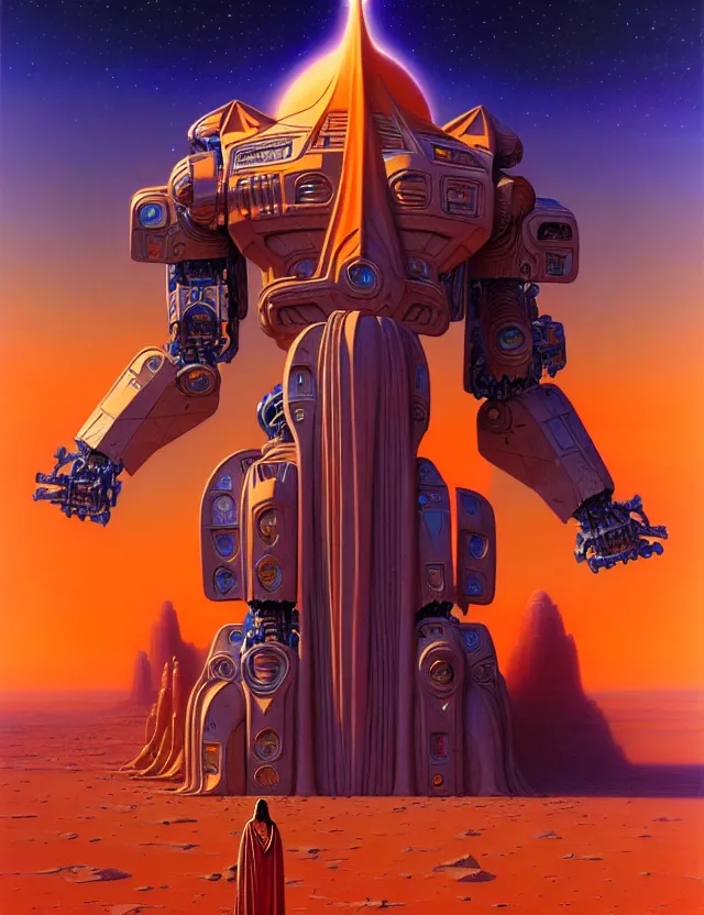 a giant statue of jesus mecha in the desert in space, | Stable ...