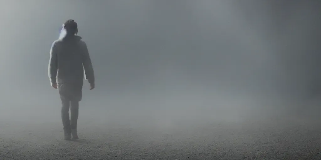 Prompt: a person walking through thick smoke, cinematic, atmospheric, sci fi, shot on arri alexa