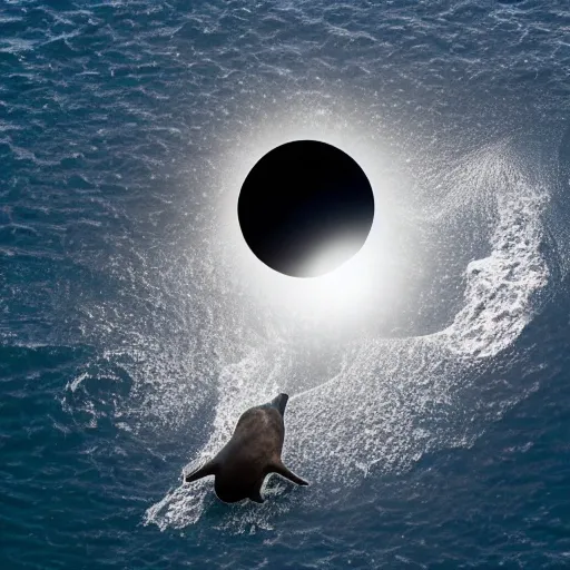 Image similar to a solar eclipse caused a giant floating seal