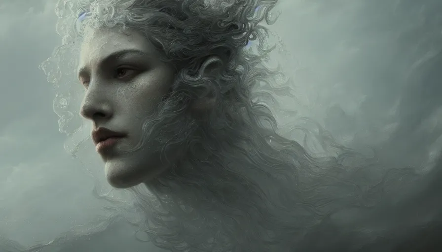 Image similar to face in the clouds, face made out of clouds, fantasy, dramatic, intricate, elegant, highly detailed, digital painting, artstation, concept art, smooth, sharp focus, illustration, art by gustave dore, octane render