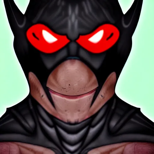 Image similar to hyper realistic digital art of ratman, a superhero with the powers of a rat in a black armor with a logo of the letter r on it