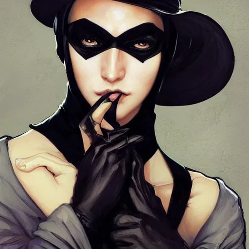 Prompt: portrait of an elegantly dressed Batman, extremely dark circles around eyes, irritated expression, bohemian fashion, wearing a beret, artsy, intricate, elegant, highly detailed, digital painting, artstation, concept art, smooth, sharp focus, illustration, art by artgerm and greg rutkowski and alphonse mucha