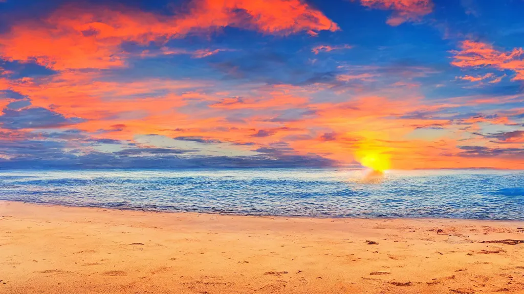 Image similar to A beach with a beautiful sunset