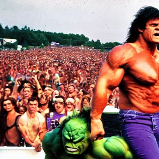 Image similar to hulk performing at woodstock