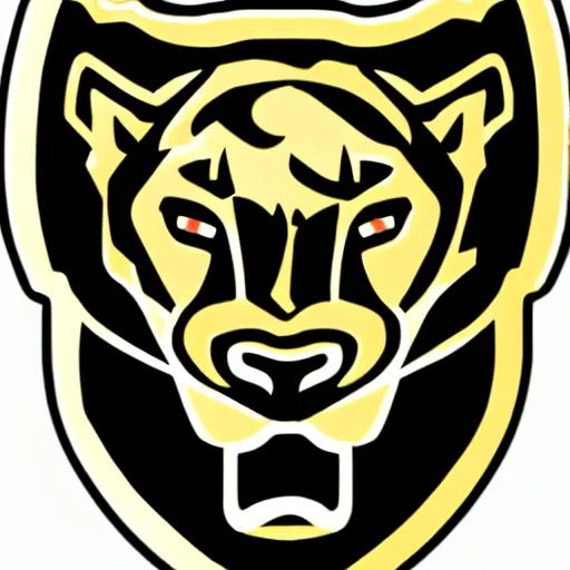 Image similar to a golden panther head logo, sports logo, esports mascot, simplistic, high school mascot,