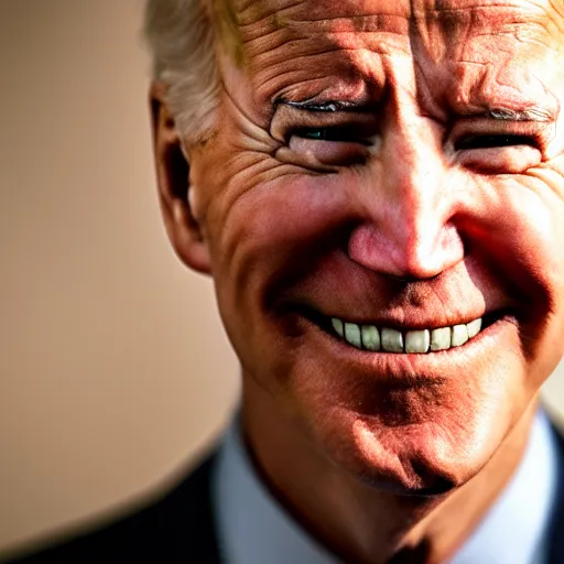 Prompt: closeup of joe biden chewing tabacco, award winning photography, portrait