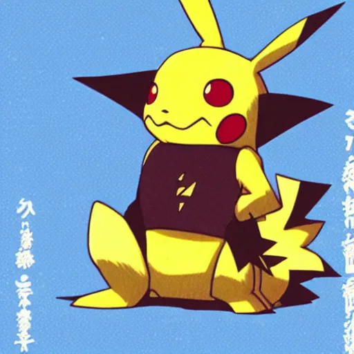 Image similar to screenshot from an anime about pikachu s wearing wizard robes and wandering an empty street alone, anime, 8 0 s, vhs, vhs effects, art by yuji ikehata