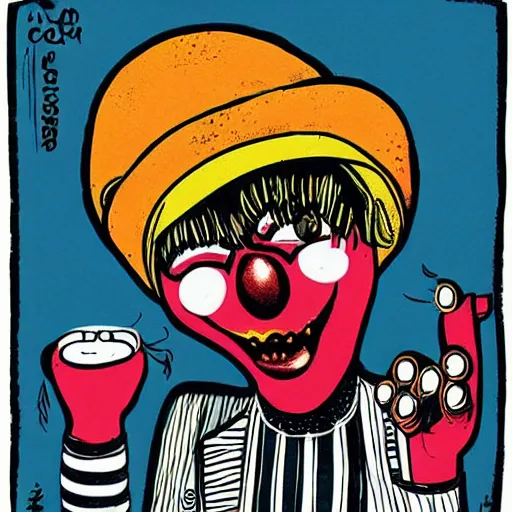 Prompt: coco the clown by broken fingaz