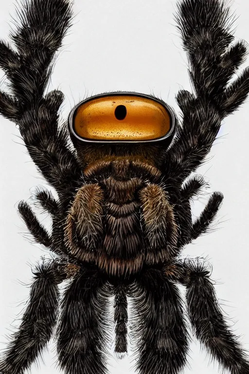 Image similar to a portrait of a handsome tarantula!!! wearing a monocle and a victorian suit, character art, headshot, trending on artstation, macro lens photography of a cute spider wearing a tuxedo!