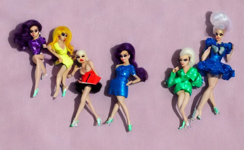 Image similar to cute little miniature drag race figurines