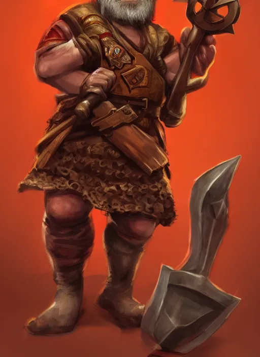 Prompt: communist dwarf with two axes in hands, dungeons and dragons character, fantasy portrayal, digital art, artstation