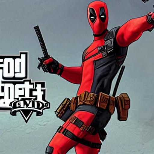 Prompt: deadpool in gta 5 4 k detailed super realistic