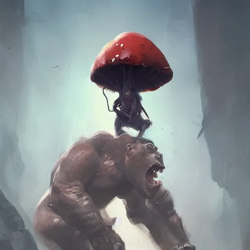 Image similar to 🍄🦍, digital Art, Greg rutkowski, Trending artstation,cinematographic