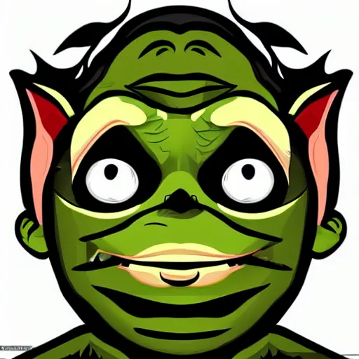 Prompt: a goblin face illustration, cartoon, vector art