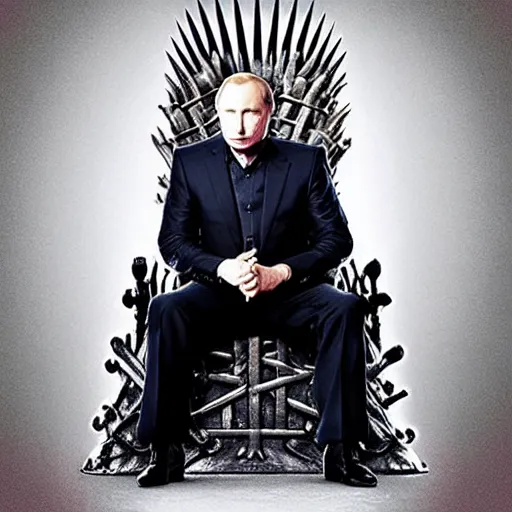 Prompt: “Putin sitting on the iron throne, 4k, award winning, Photograph”