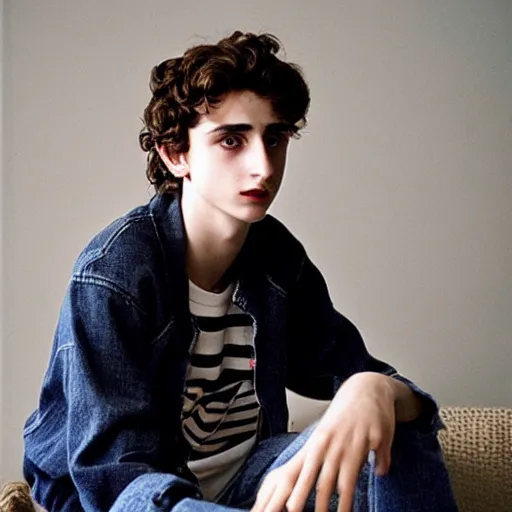 Prompt: timothee chalamet photographed by larry clark