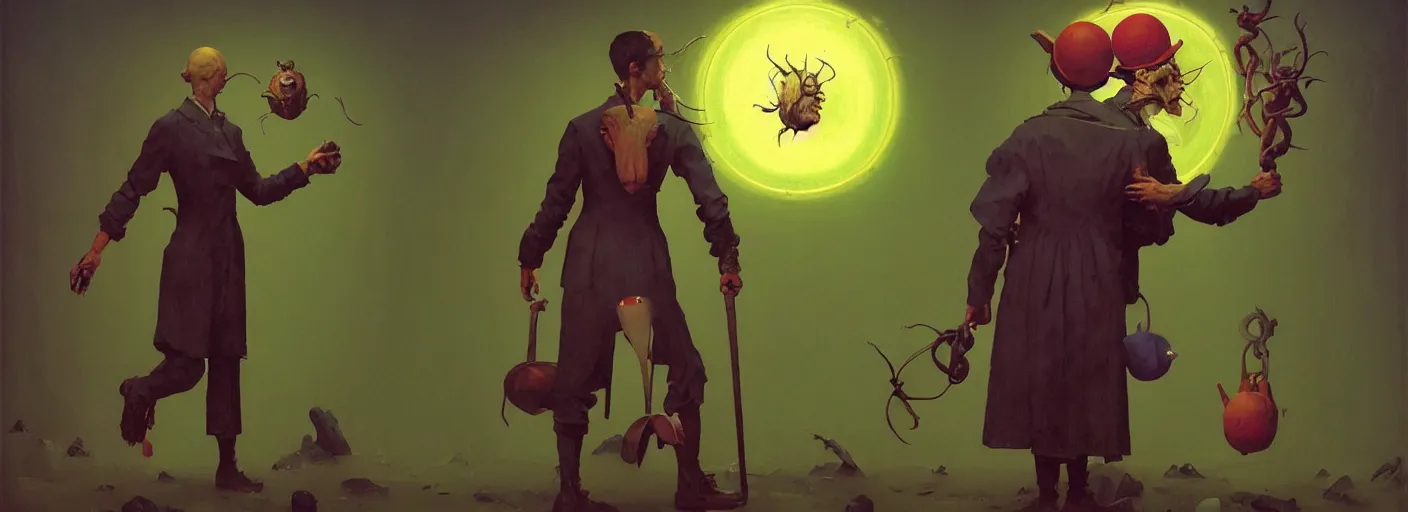Image similar to full - body portrait surreal colorful clay fighting artstation rpg gentleman character concept art anatomy, action pose, very coherent and colorful high contrast masterpiece by norman rockwell franz sedlacek hieronymus bosch dean ellis simon stalenhag rene magritte gediminas pranckevicius, dark shadows, sunny day, hard lighting, reference sheet white! background