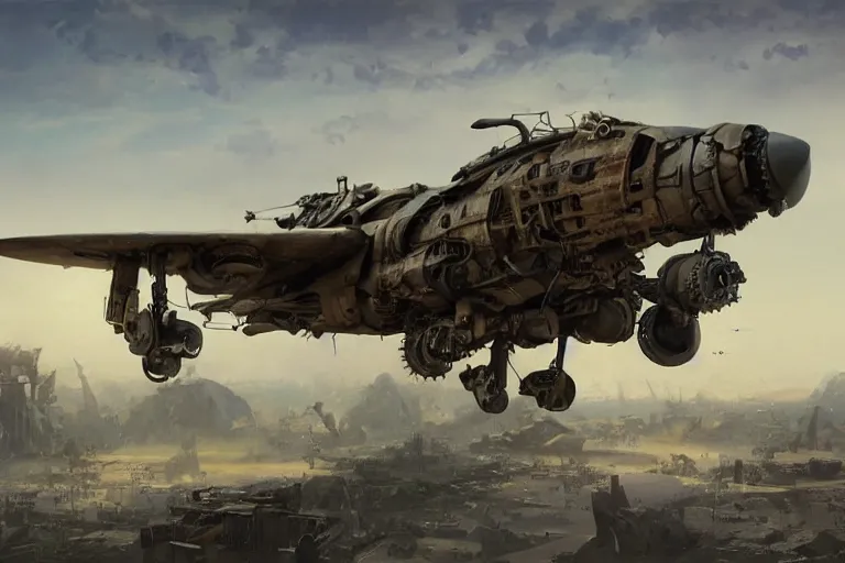 Image similar to A steampunk A10 warthog, mattepainting by Greg Rutkowski Raphael Lacoste and John Berkey, realistic, raytracing, trending on Artstation