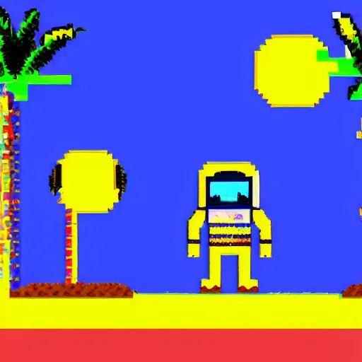 Prompt: astronaut on a tropical island, pixel art