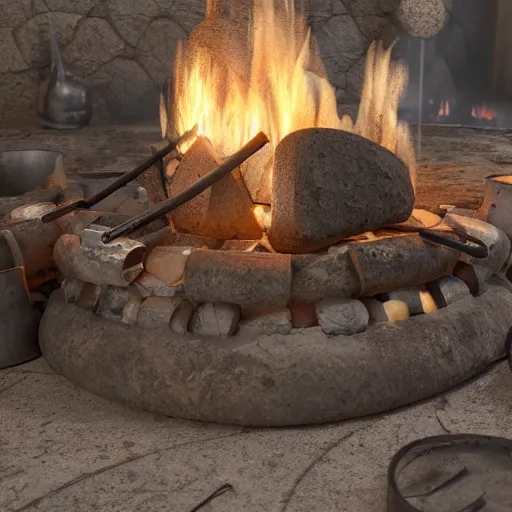 Prompt: 8 k hd detailed octane render of an iron age forge