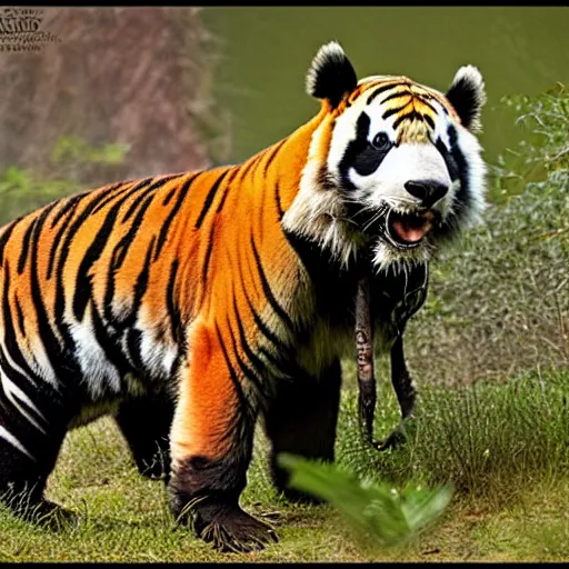 Prompt: a panda - tiger, wildlife photography