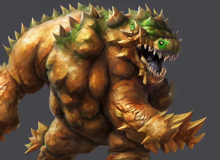 Image similar to detailed concept art of a huge giant bowser by cheng yi and luolin, artstation, artstationhd, detailed scales, bowser, bowser nintendo, koopa ( ( mario ) ) bcy. net, realistic.