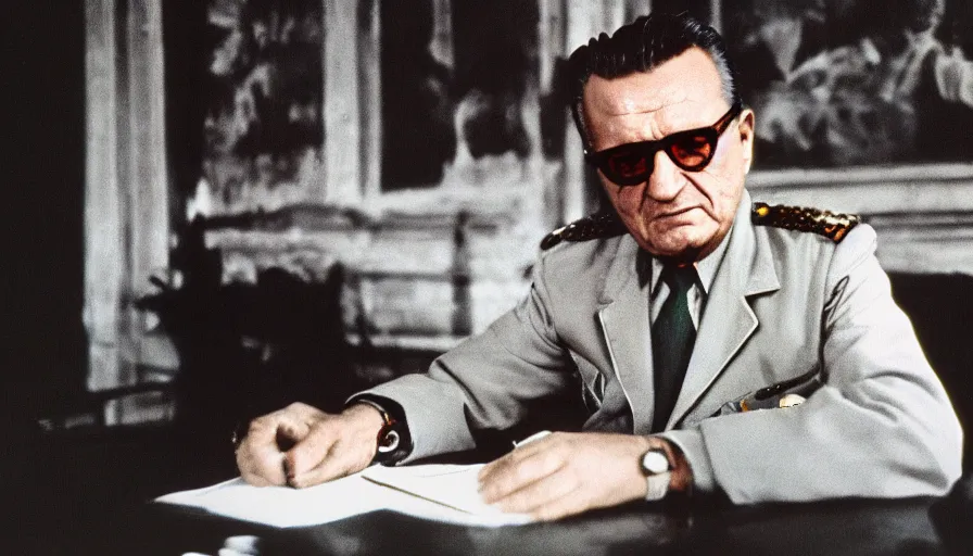 Prompt: color photo of Josip Broz Tito, afgacolor, high quality, criterion collection