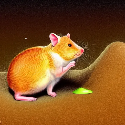 Image similar to a fat sand mouse conducting a physics research, colorful digital art, highly detailed, photorealistic art, award winning,