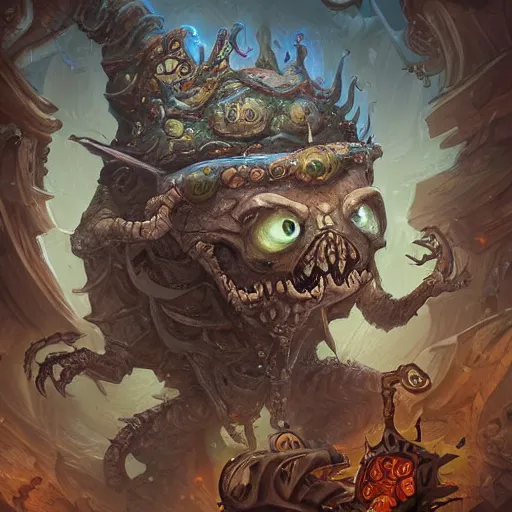 Image similar to a beholder creature patrolling, deep focus, d & d, fantasy, intricate, elegant, highly detailed, digital painting, dungeon, concept art, matte, sharp focus, illustration, hearthstone, skeletons, art by eva widermann and jesper ejsing