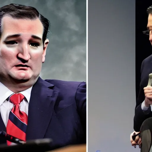 Prompt: Ted Cruz Zodiac Killer realistic fat hairy