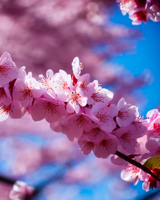 Image similar to highly stylized intricate cherry blossoms melting goo robert steven connett soft daylight 8k high angle shallow depth of field