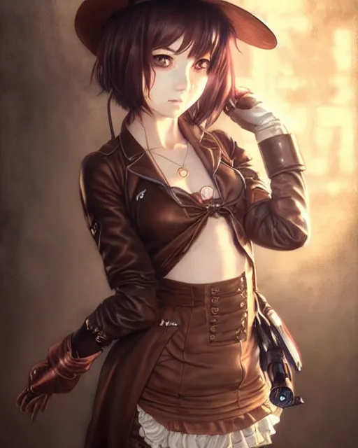 Image similar to portrait Anime Girl steampunk cute-fine-face, pretty face, realistic shaded Perfect face, fine details. Anime. Bioshock steampunk realistic shaded lighting by katsuhiro otomo ghost-in-the-shell, magali villeneuve, artgerm, rutkowski Jeremy Lipkin and Giuseppe Dangelico Pino and Michael Garmash and Rob Rey