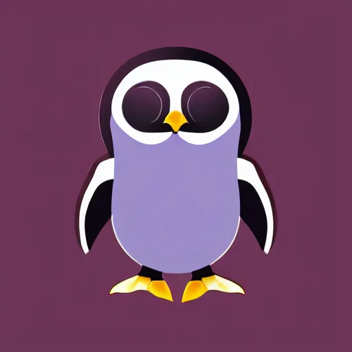 Prompt: linux penguin with half robot face, digital art